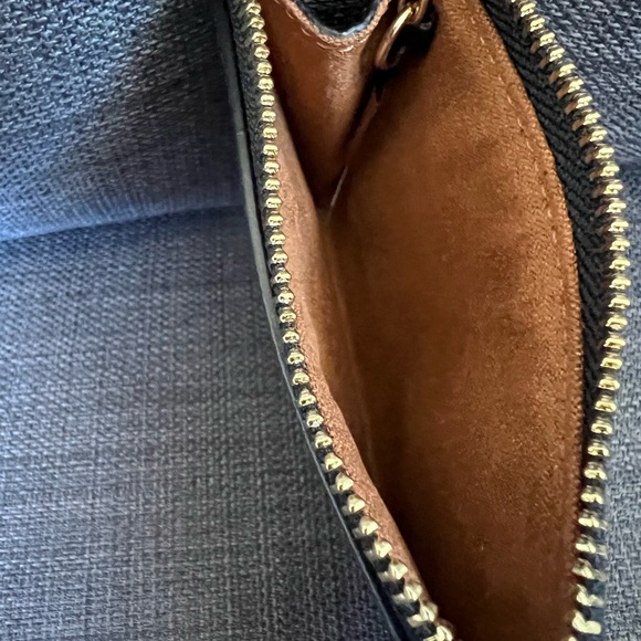 NWT COACH SIGNATURE MINI CREDIT CARD HOLDER CASE WITH KEY RING ON A CHEIN - Picture 8 of 11